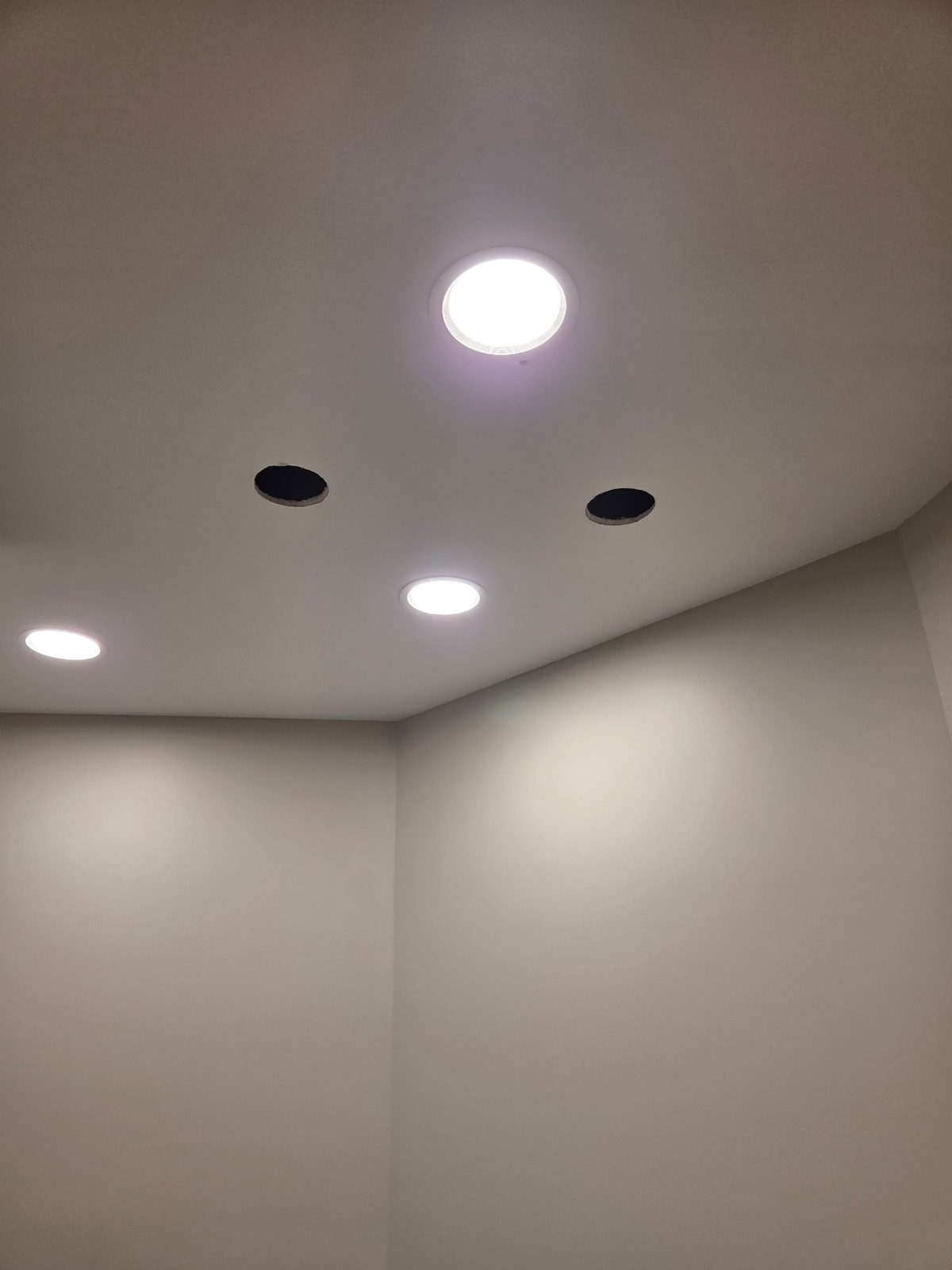 The same ceiling closed up, skimmed and painted flat white